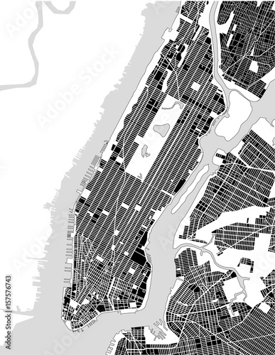 vector map of the New York City NY Manhattan, USA