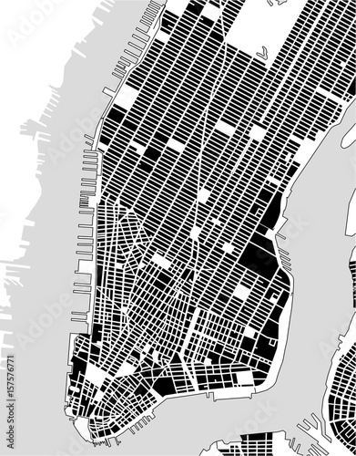 vector map of the New York City NY Manhattan, USA