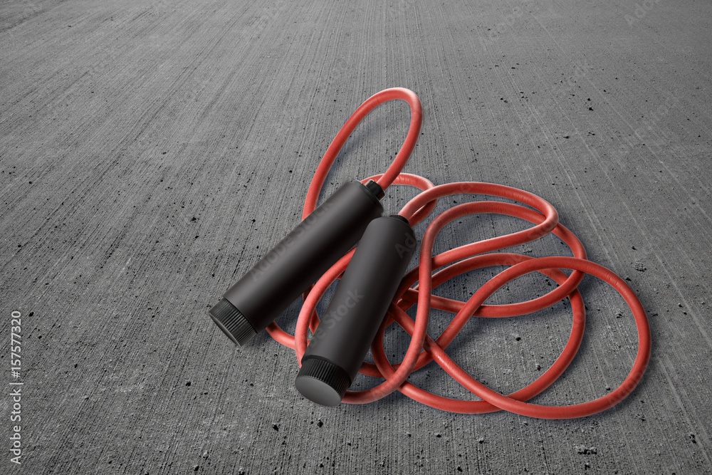 Skipping rope on a gray