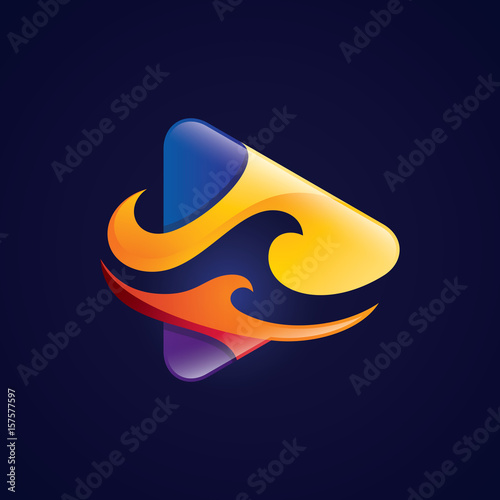 Fire Media Play Icon Logo