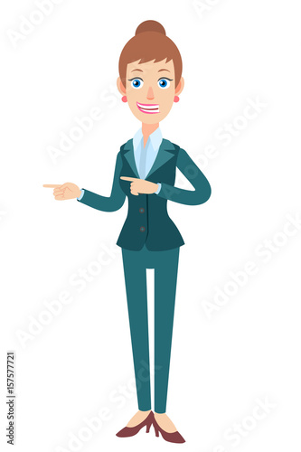 Businesswoman showing something beside of her