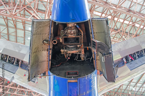 Принти на полотні Auxiliary power plant in the tail of the aircraft with open hood covers