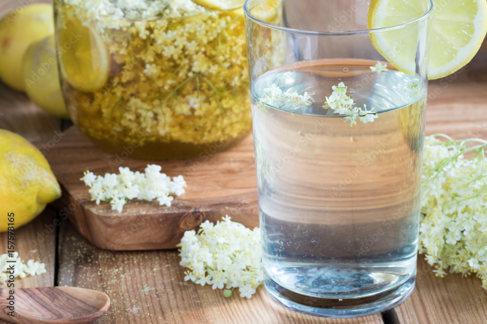 Lemonade made from homemade elder flower syrup Lemonade made from homemade elder flower syrup