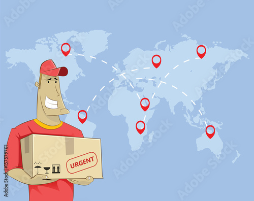 Young cartoon delivery courier