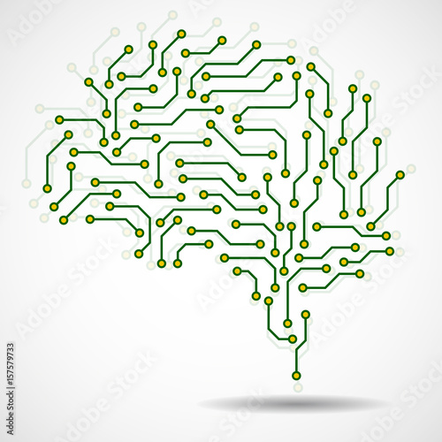 Technological brain. Circuit board. Abstract vector background