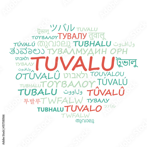 Tuvalu. Business and travel concept background. Word cloud with country name in different languages of the world. 