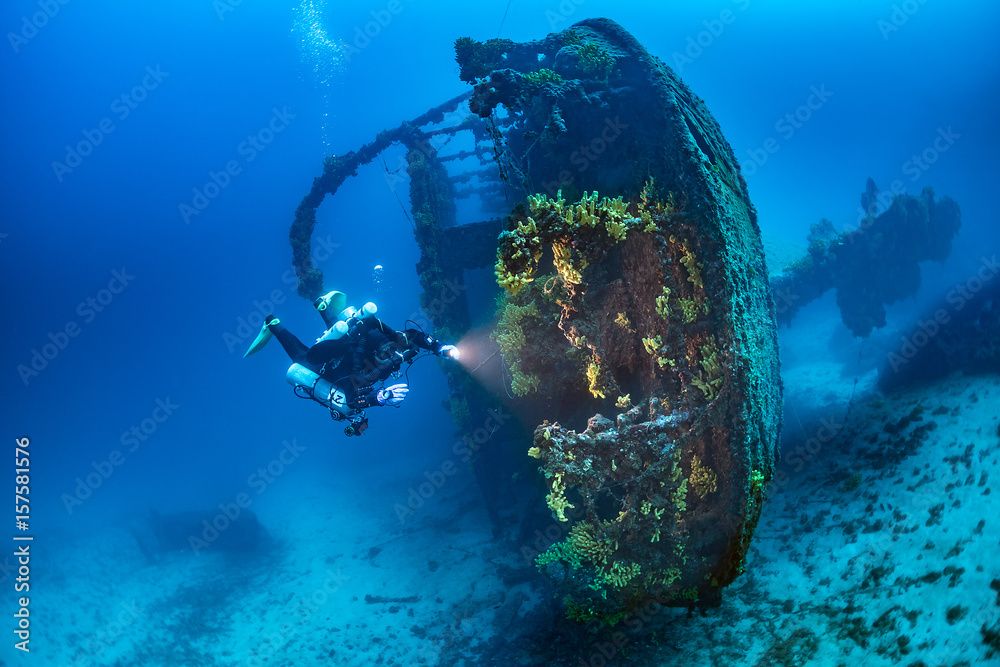 Diving on the wreck Brioni Vis Island. Stock Photo | Adobe Stock