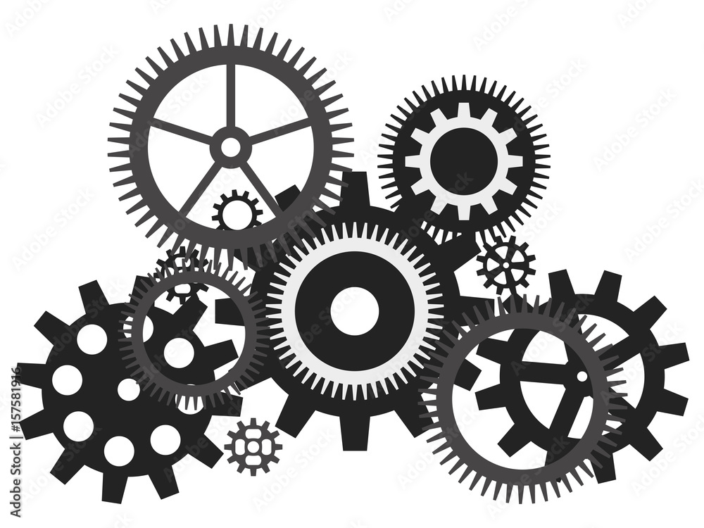 Flat gears on a white background Flat gears on a white background