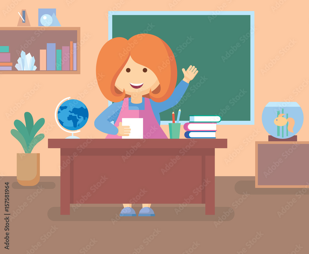 Teacher in class room.
