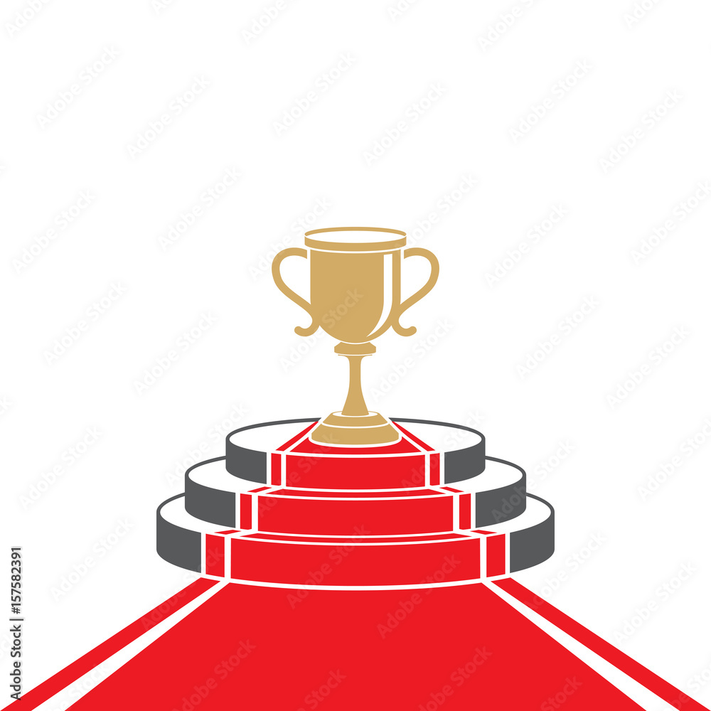 The Cup is at the top of the pedestal.