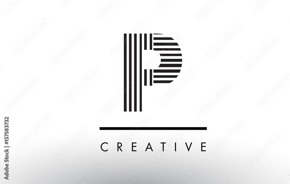P Black and White Lines Letter Logo Design. P Black and White Lines Letter Logo Design.
