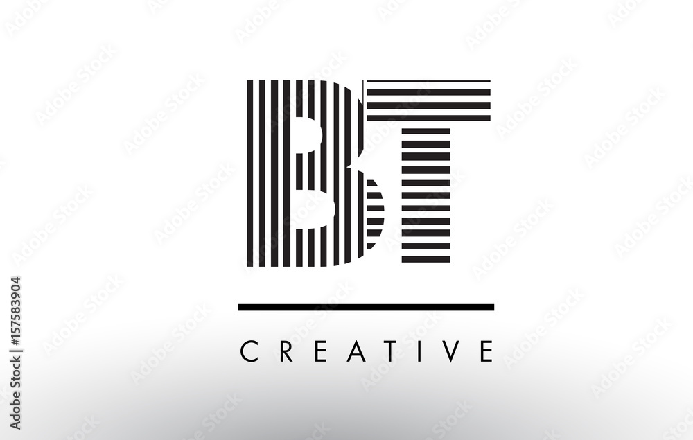 BT B T Black and White Lines Letter Logo Design. BT B T Black and White Lines Letter Logo Design.