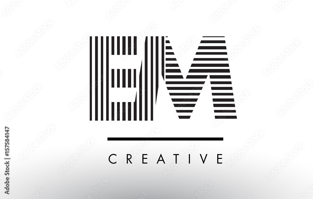 EM E M Black and White Lines Letter Logo Design. EM E M Black and White Lines Letter Logo Design.