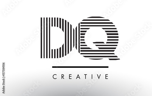 Canvas Print DQ D Q Black and White Lines Letter Logo Design.