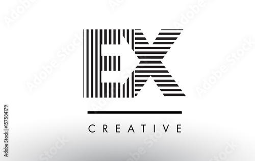 EX E X Black and White Lines Letter Logo Design.