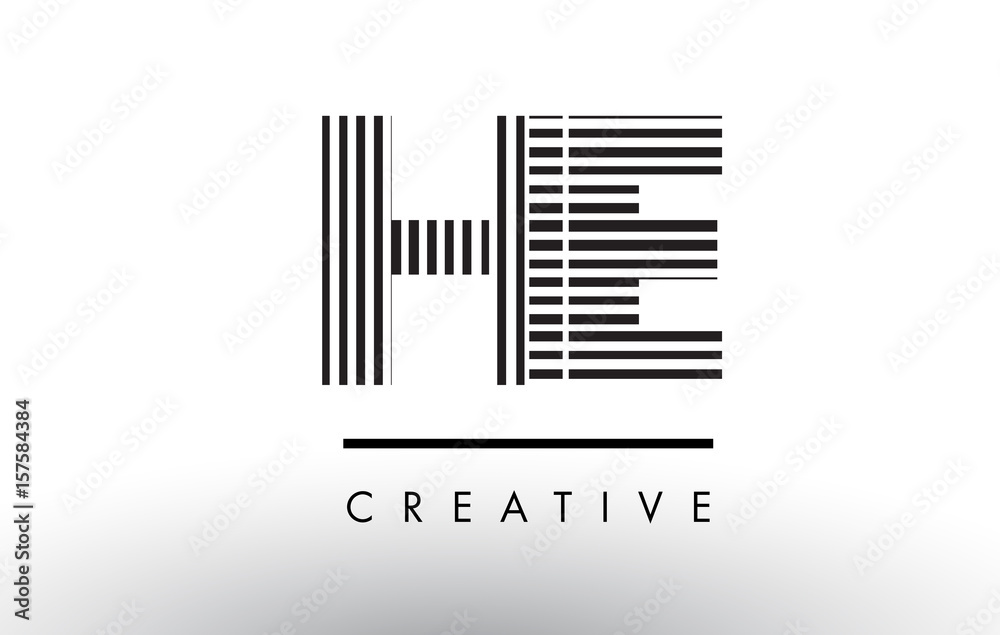 HE H E Black and White Lines Letter Logo Design. HE H E Black and White Lines Letter Logo Design.