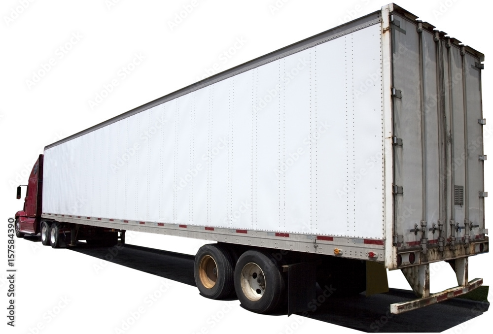 Rear and side view of isolated semi truck. Rear and side view of isolated semi truck.