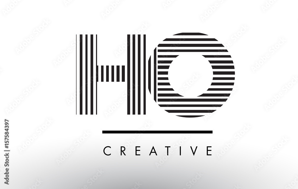 HO H O Black and White Lines Letter Logo Design.