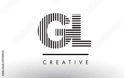 GL G L Black and White Lines Letter Logo Design.