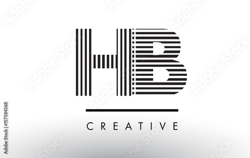 HB H B Black and White Lines Letter Logo Design.