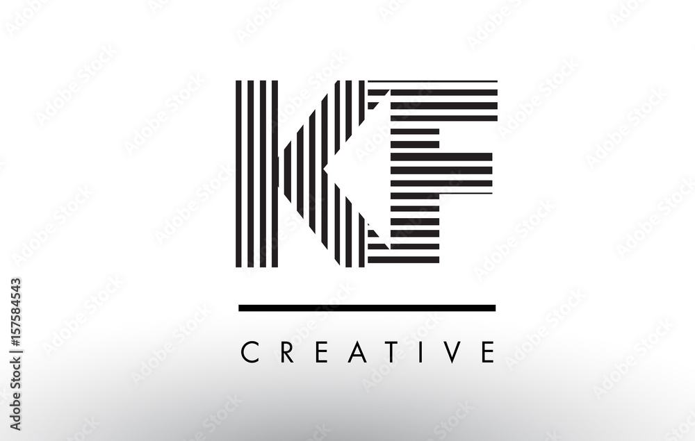 KF K F Black and White Lines Letter Logo Design.