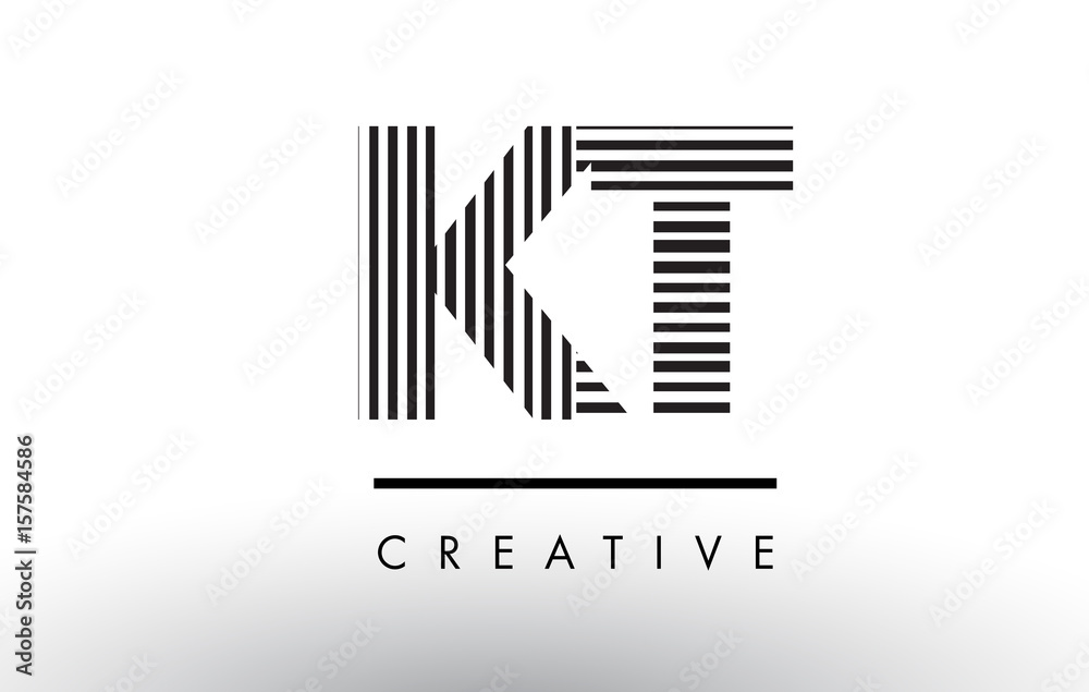 KT K T Black and White Lines Letter Logo Design. KT K T Black and White Lines Letter Logo Design.