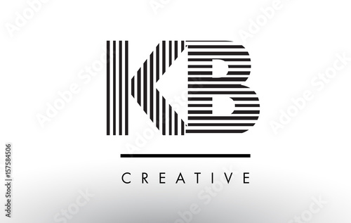 KB K B Black and White Lines Letter Logo Design.