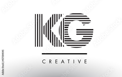KG K G Black and White Lines Letter Logo Design.