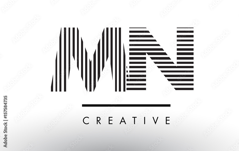 MN M N Black and White Lines Letter Logo Design. MN M N Black and White Lines Letter Logo Design.