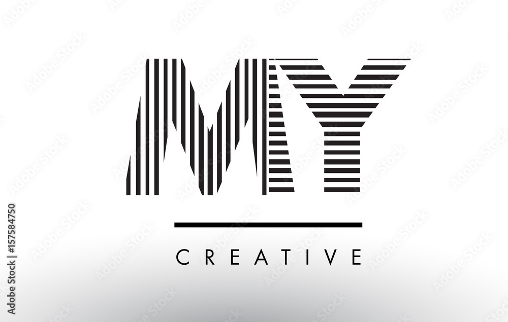 MY M Y Black and White Lines Letter Logo Design. MY M Y Black and White Lines Letter Logo Design.