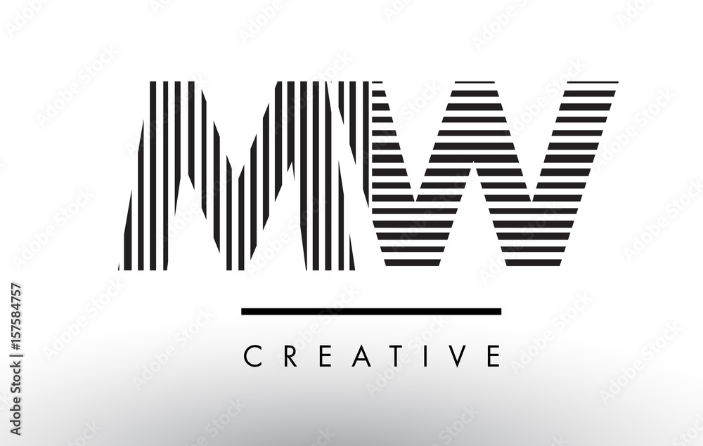 MW M W Black and White Lines Letter Logo Design. MW M W Black and White Lines Letter Logo Design.