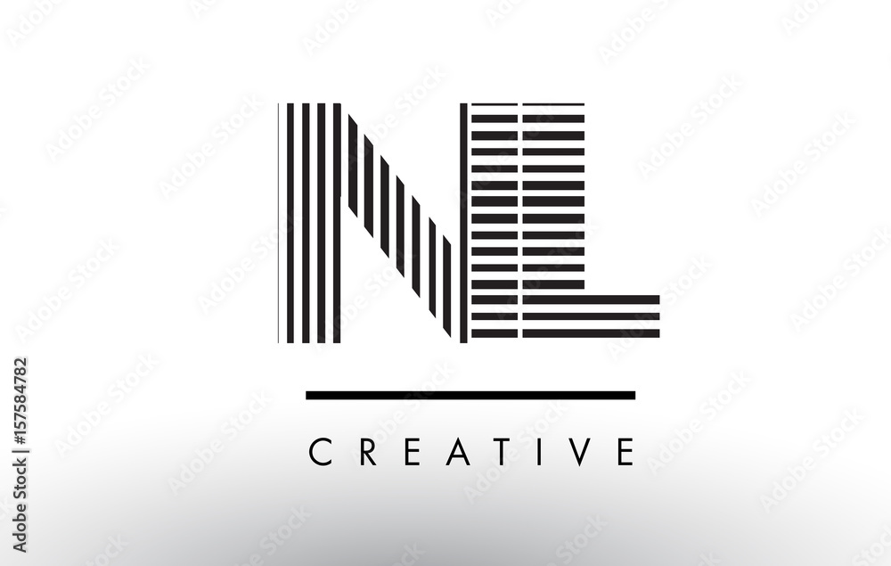 NL N L Black and White Lines Letter Logo Design.