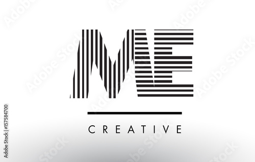 ME M E Black and White Lines Letter Logo Design.