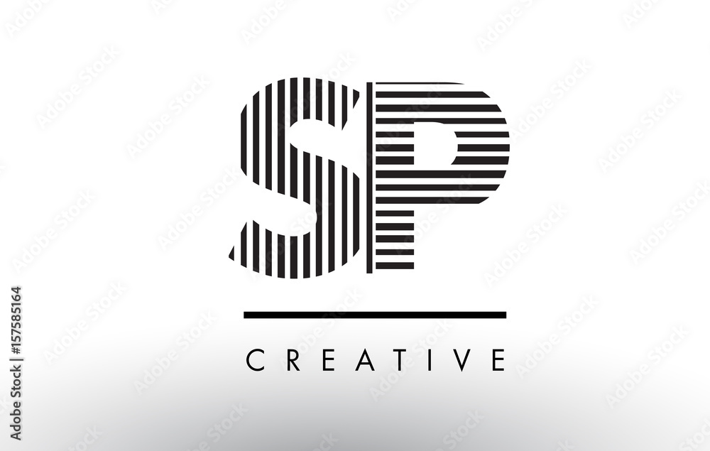 SP S P Black and White Lines Letter Logo Design. SP S P Black and White Lines Letter Logo Design.