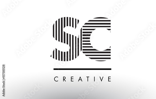 SC S C Black and White Lines Letter Logo Design.