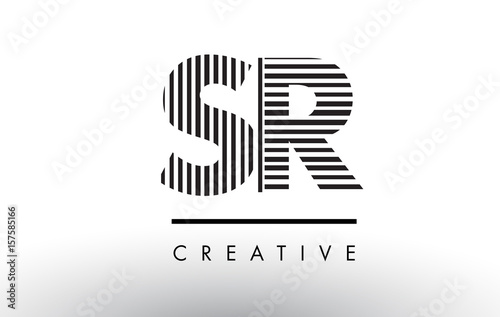 SR S R Black and White Lines Letter Logo Design.