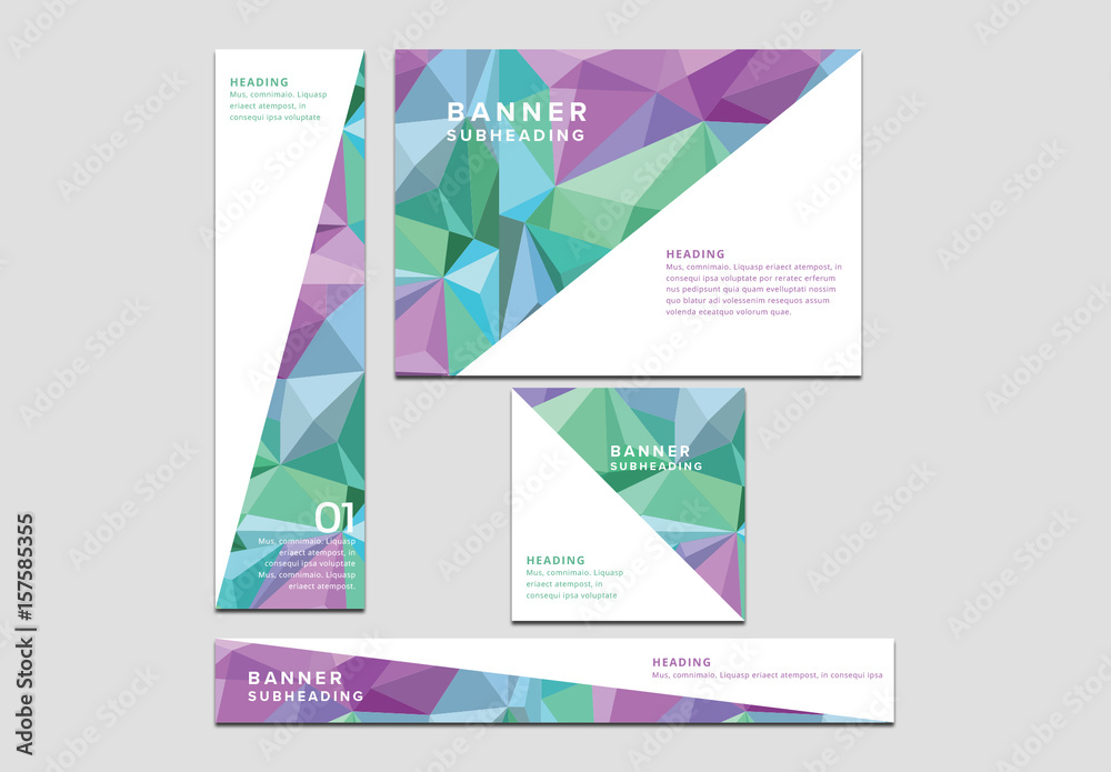 Web Banner Pattern Four Web Banners with Pastel Geometric Patterns Stock Template | Adobe ...