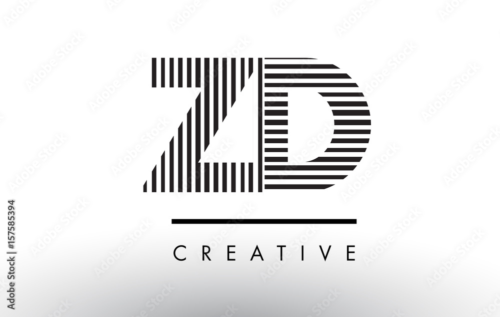 Obraz premium ZD Z D Black and White Lines Letter Logo Design.