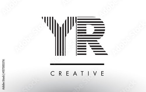 YR Y R Black and White Lines Letter Logo Design.
