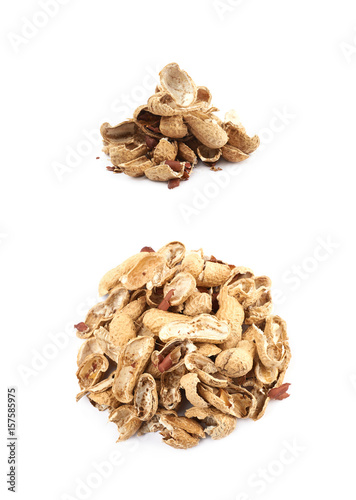 Pile of peanut shells isolated