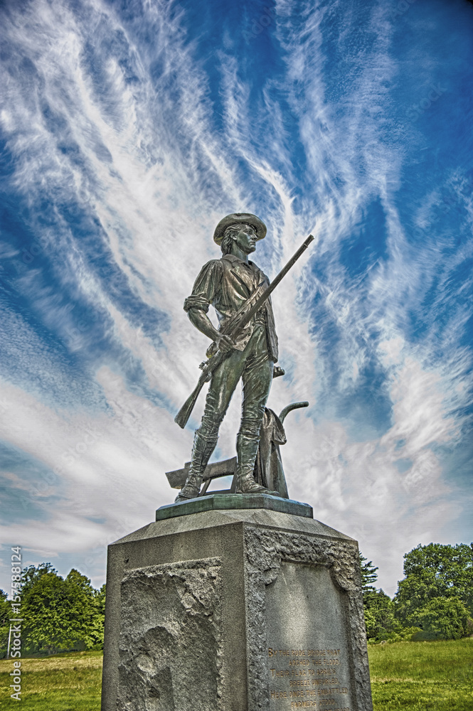 Fototapeta premium Minuteman statue in Concord, Massachusetts where the shot heard around the world was fired