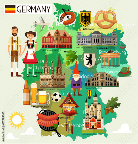 Canvas Print Germany Travel Map.