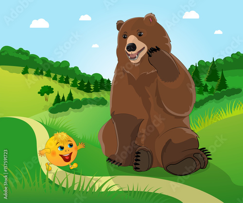 Bear and bun kolobok .