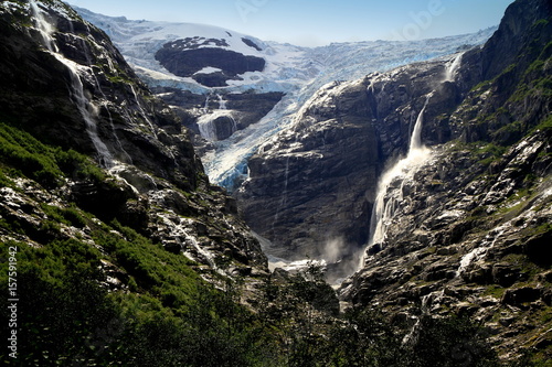 Dramatic scenery of the Kjenndalen Glacier, Norway