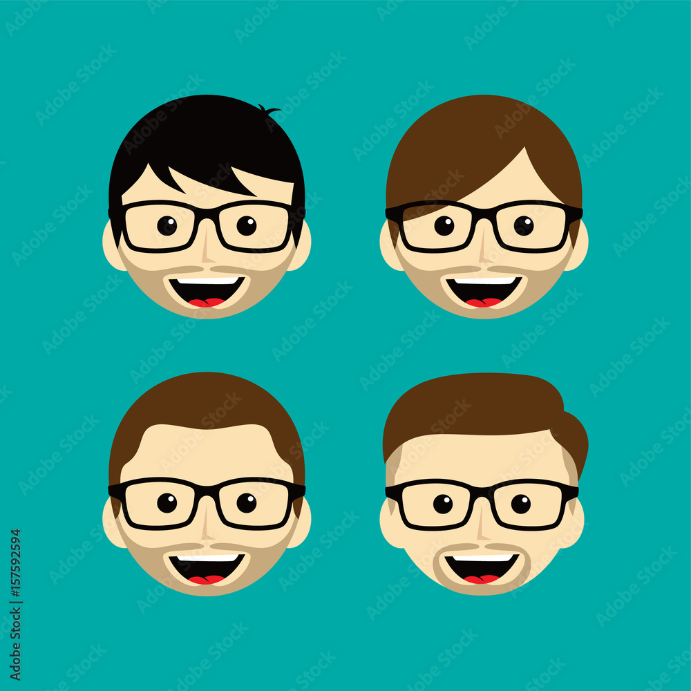 geek cartoon expression face male guy man vector art geek cartoon expression face male guy man vector art
