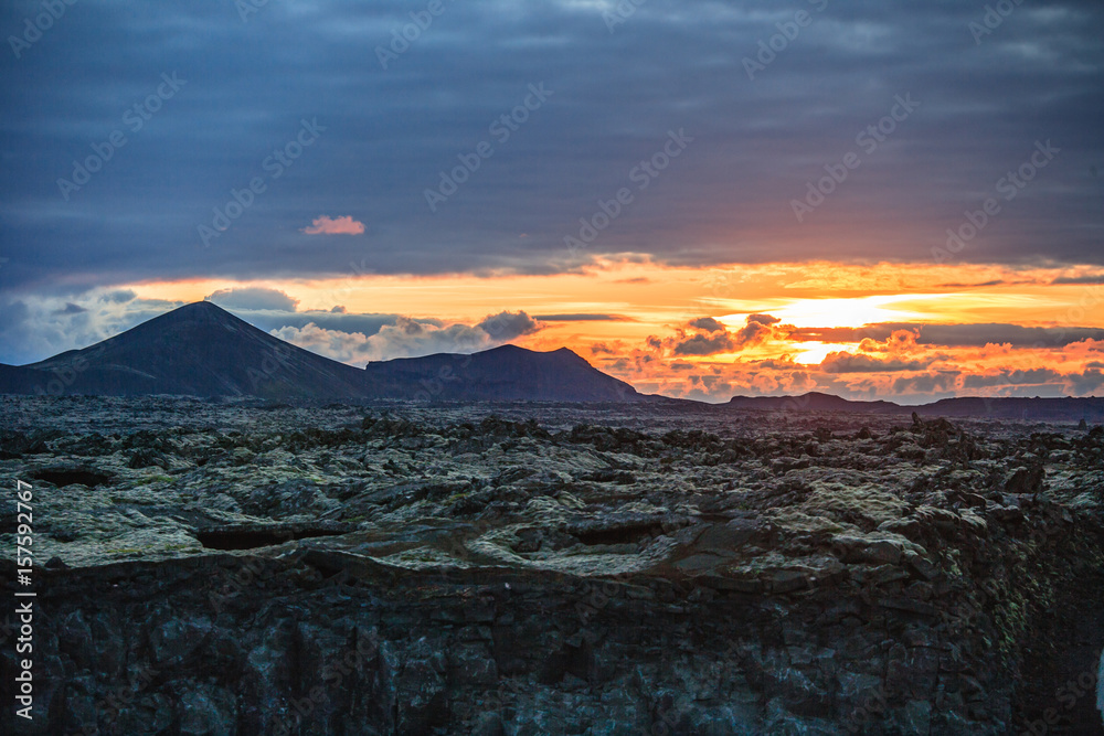 aerial view to crater of old volcano in Iceland aerial view to crater of old volcano in Iceland