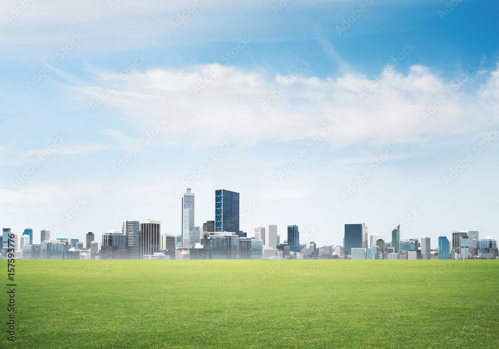 Natural landscape view of skyscrapers and urban buidings as symbol for modern lifestyle