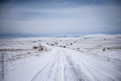 Snowy winter road