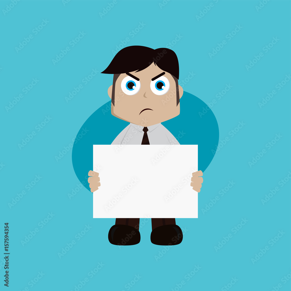 businessman manager at work holding blank sign cartoon vector art