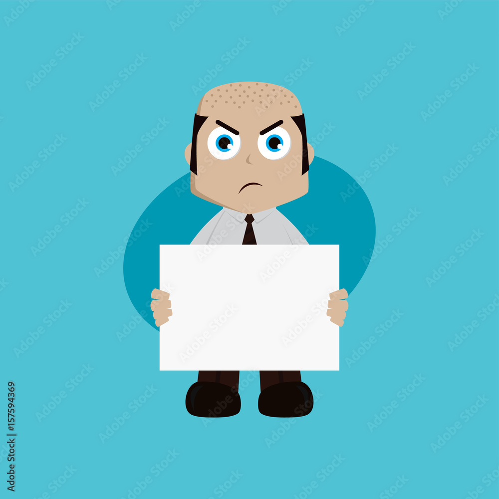 businessman manager at work holding blank sign cartoon vector art